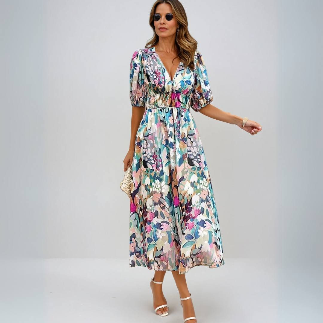 Flore - Elegant Dress with Floral Pattern