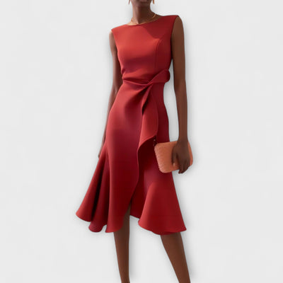 Juliette – Elegant Draped Asymmetrical Midi Dress