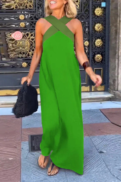 CARYS – WOMEN'S CROSS BACKLESS SLEEVELESS DRESS