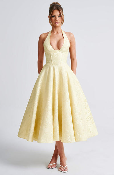 AVALYN – ELEGANT HALTER MIDI DRESS