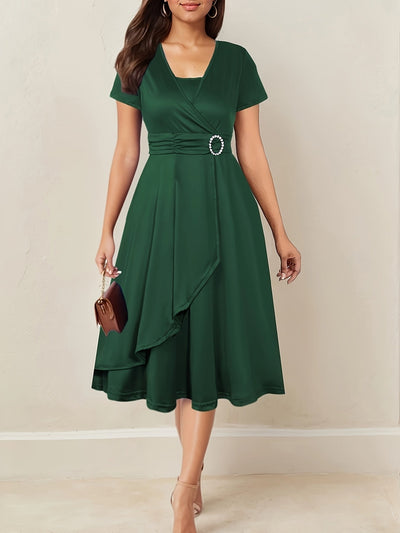 Hilda - Elegant Rhinestone V-Neck Evening Dress