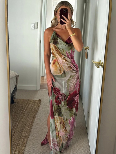 Isla - Backless Chiffon Maxi Dress