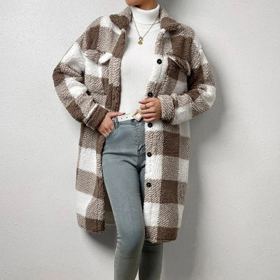 Gale | Long Checkered Button-Up Coat