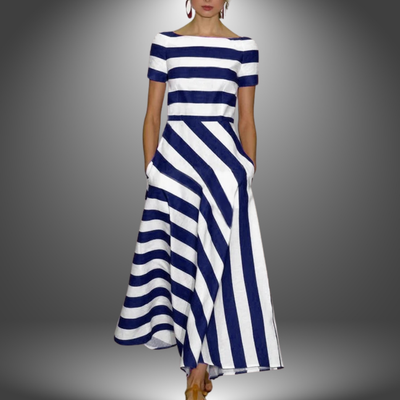 Natalia - Long Stripe Dress, Handmade