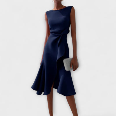 Juliette – Elegant Draped Asymmetrical Midi Dress