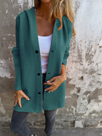 Jacqueline - Casual Hoodie Jacket with Buttons