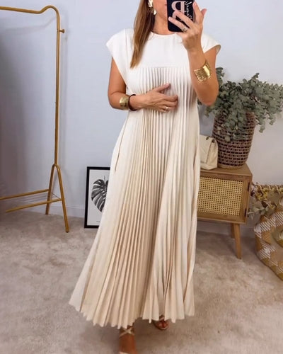 Women’s Short Sleeve Pleated Maxi Dress