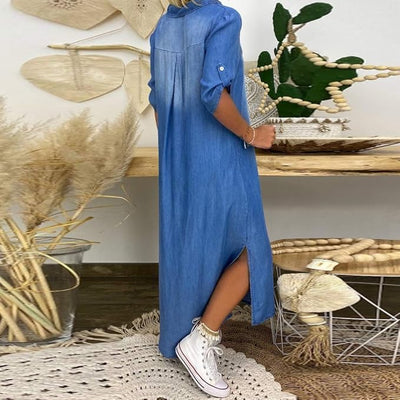 Ilse - Summer V-Neck Half Denim Dress