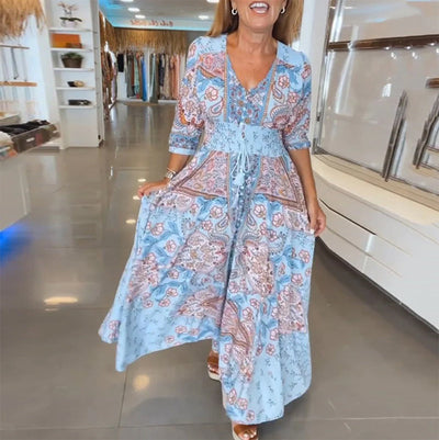 Mia – Elegant Holiday V-Neck Dress
