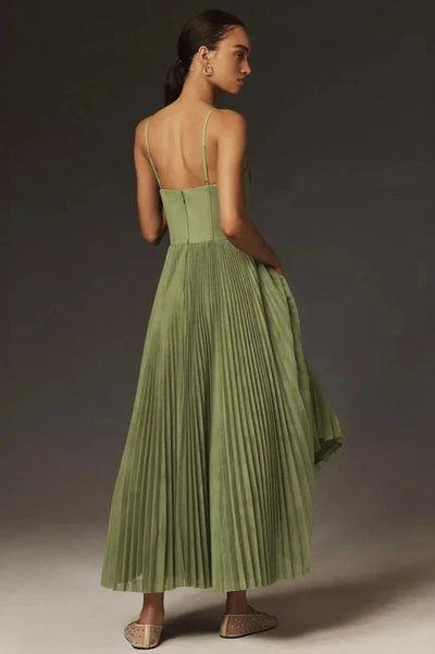 Lina - Elegant Pleated Dress with Spaghetti Straps