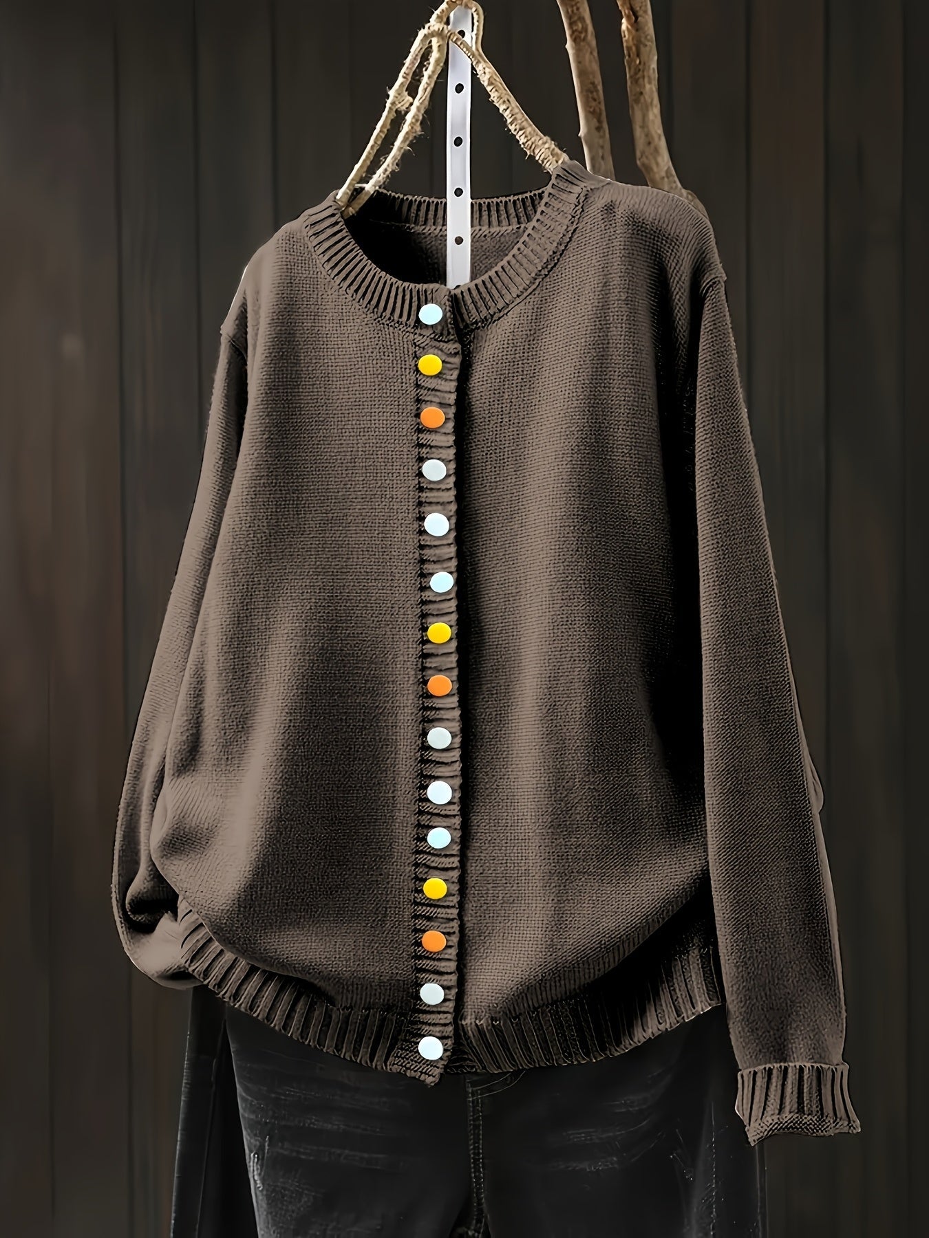 Sofia | Multi-Button Ribbed Knit Crew Cardigan