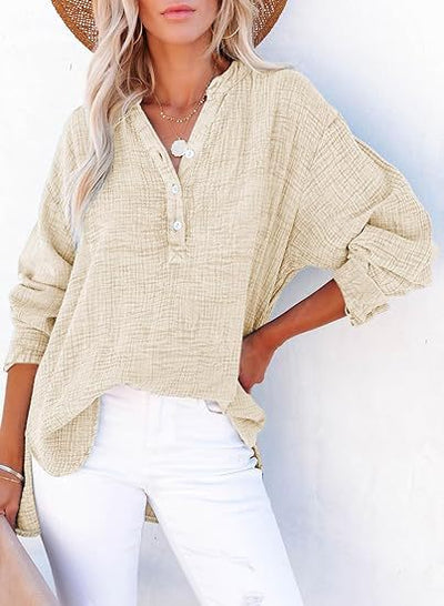 FENELLA – CHIC V-NECK SHIRT WITH TAILORED ELEGANCE