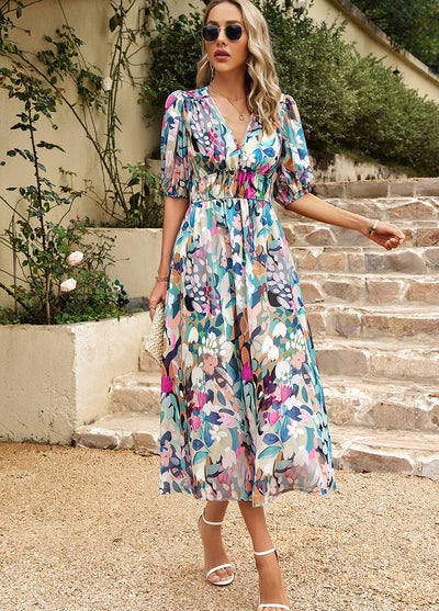 Flore - Elegant Dress with Floral Pattern