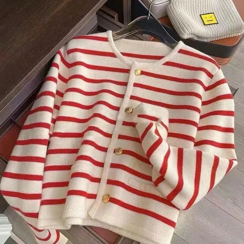 Nyla | Striped Button-Up Cardigan