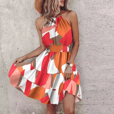 KORA – COLORFUL BOHEMIAN V-NECK MIDI DRESS