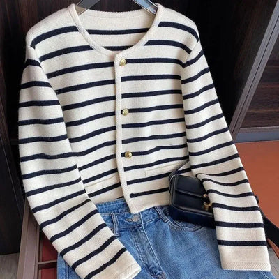 Nyla | Striped Button-Up Cardigan