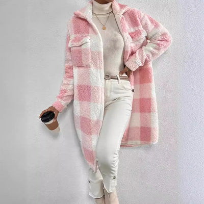 Gale | Long Checkered Button-Up Coat