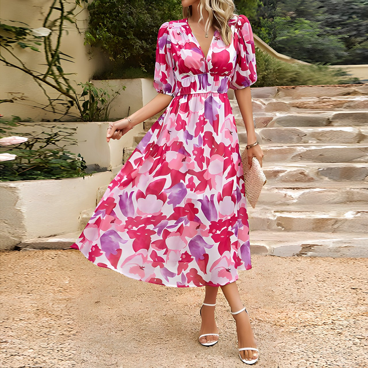 CRESSELLE – V-NECK MIDI DRESS
