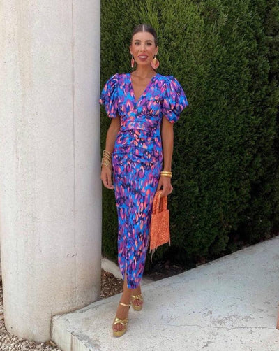 Devika – Vibrant Puff Sleeve Dress