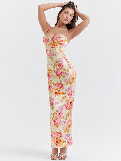 Lucy - Floral Satin Maxi Dress