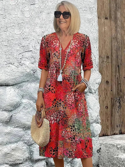 VELINA – LEOPARD LACE V-NECK SUMMER DRESS