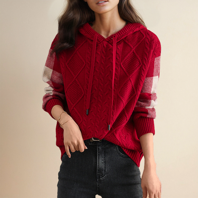 Emily - Cable Knit Hoodie Sweater