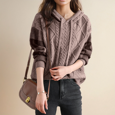 Emily - Cable Knit Hoodie Sweater