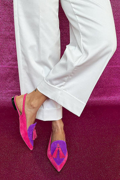 Rosaa - Colourful Ballerinas with Fringes and Decorative Ankle Strap