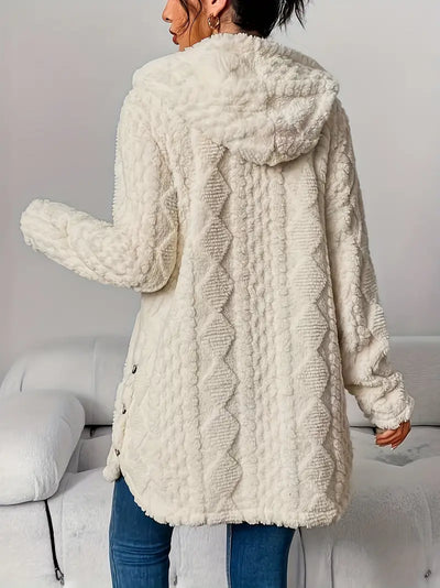 Dana | Teddy Fleece Hooded Button Cardigan