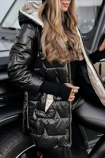Savrani - Elegant winter coat with hood and padding