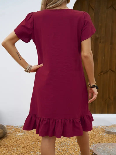 Kelly™ | Ruffle Sleeve V-Neck Dress