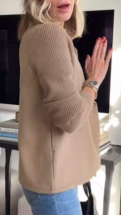 Lenora - Premium Chic Knit-Sleeve Blazer