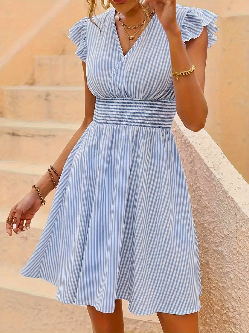 Myra - Striped Ruffle Dress